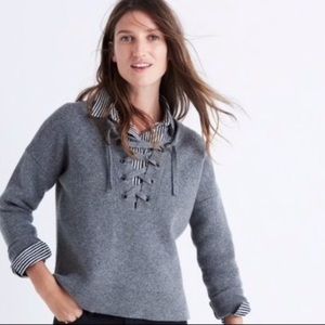 Madewell grey tie up sweater